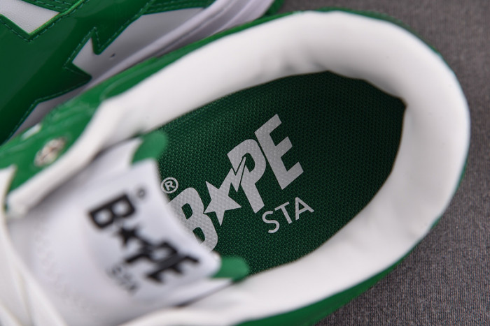 a bathing ape bape sta patent leather green white