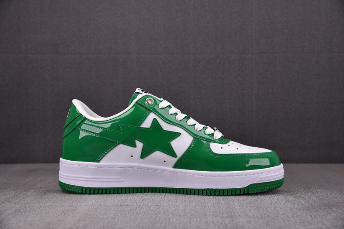 a bathing ape bape sta patent leather green white