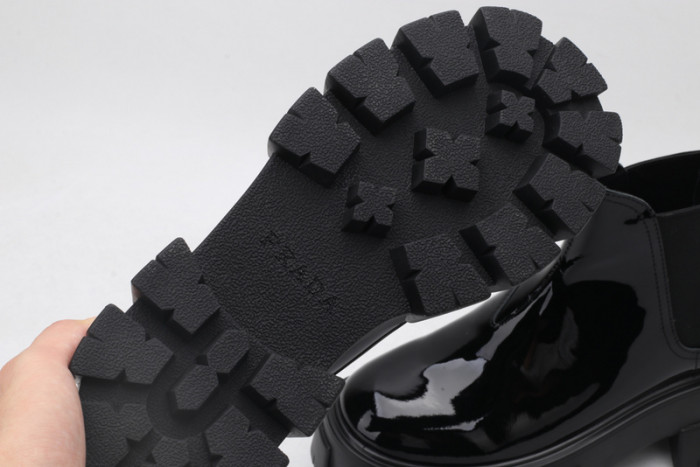 prad monolith patent leather chelsea boots