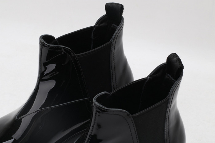 prad monolith patent leather chelsea boots