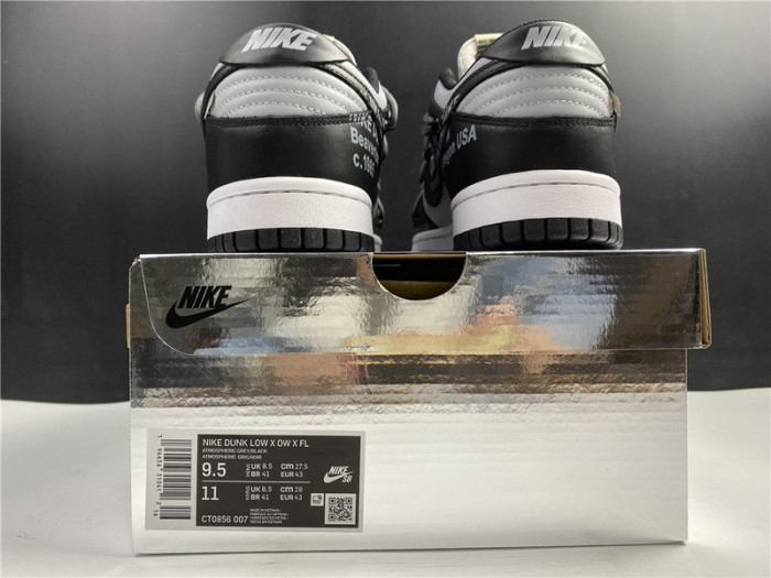 fw x nike dunk low black and grey ct0856-007
