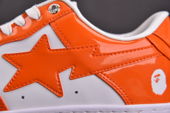 a bathing ape bape sta patent leather orange white