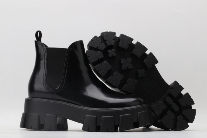prad monolith brushed leather chelsea boots