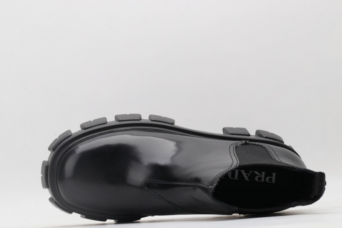 prad monolith brushed leather chelsea boots