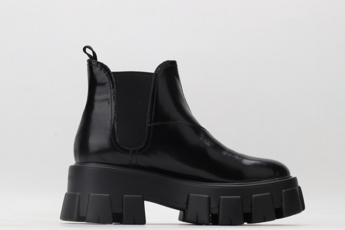 prad monolith brushed leather chelsea boots