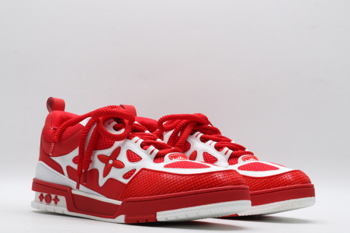 l&v skate sneaker red white