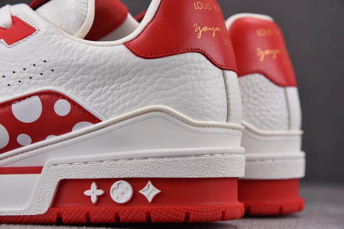 l&v x yayoi kusama trainer white red