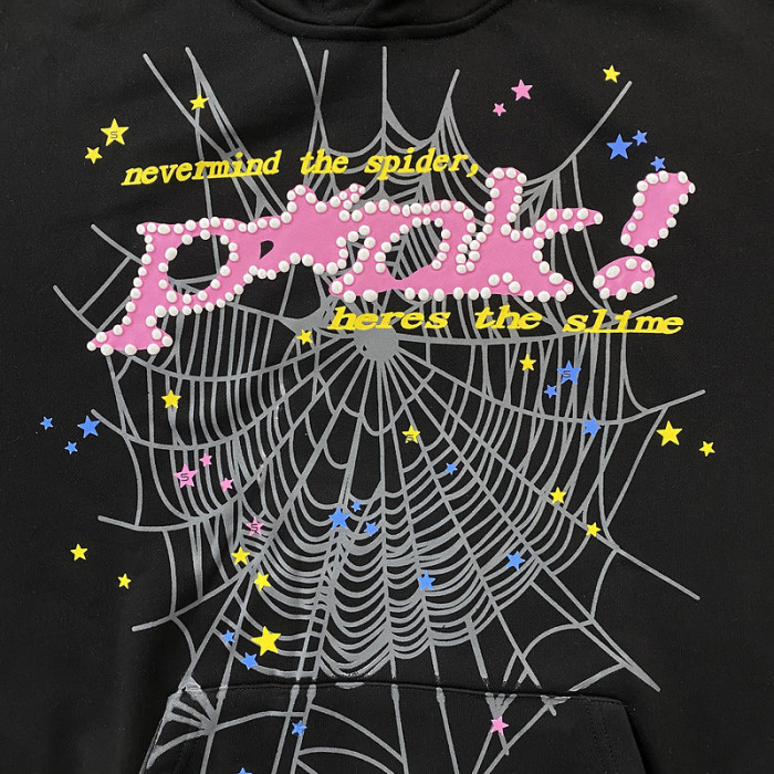 sp5der p*nk hoodie black