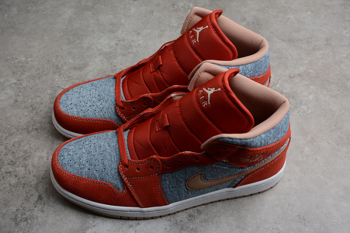 jordan 1 mid denim red - dm4352-600