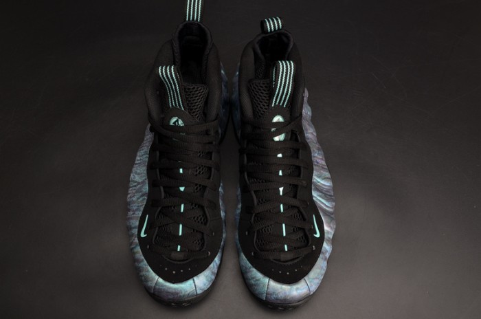 nike air foamposite one prm “abalone” black/aurora green mens 575420-009