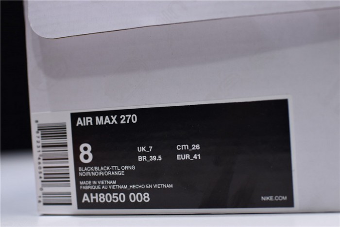 NIKE mens AIR MAX 270 “Tonal Orange” black AH8050-008