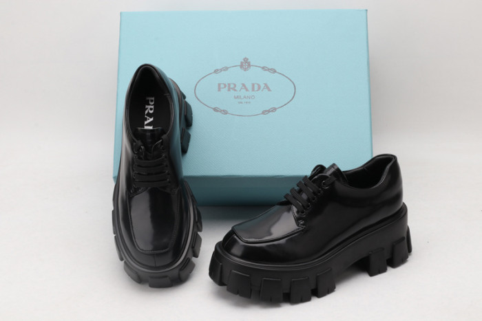 prad brushed leather and nylon lace-up shoes