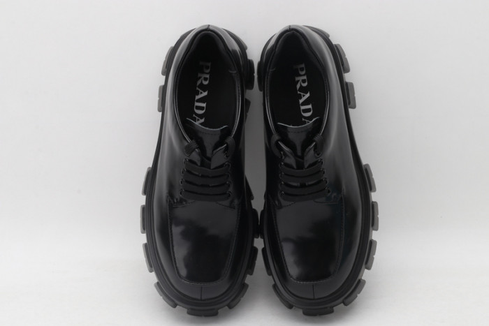 prad brushed leather and nylon lace-up shoes