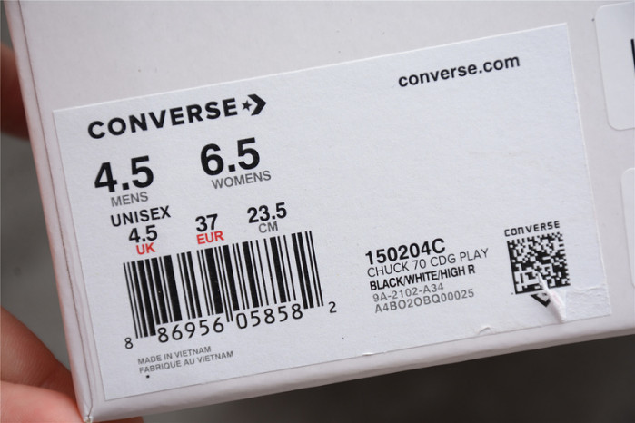 converse chuck taylor all-star 70 hi comme des garcons play black